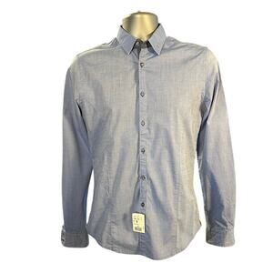NWT Q1 Light Blue Button Down Size S Slim Fit Cotton Long Sleeve